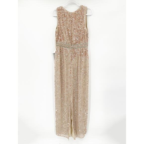 Mac Duggal Nude Sequined High Neck Sleeveless Gown Size 8 NWT - Picture 8 of 8